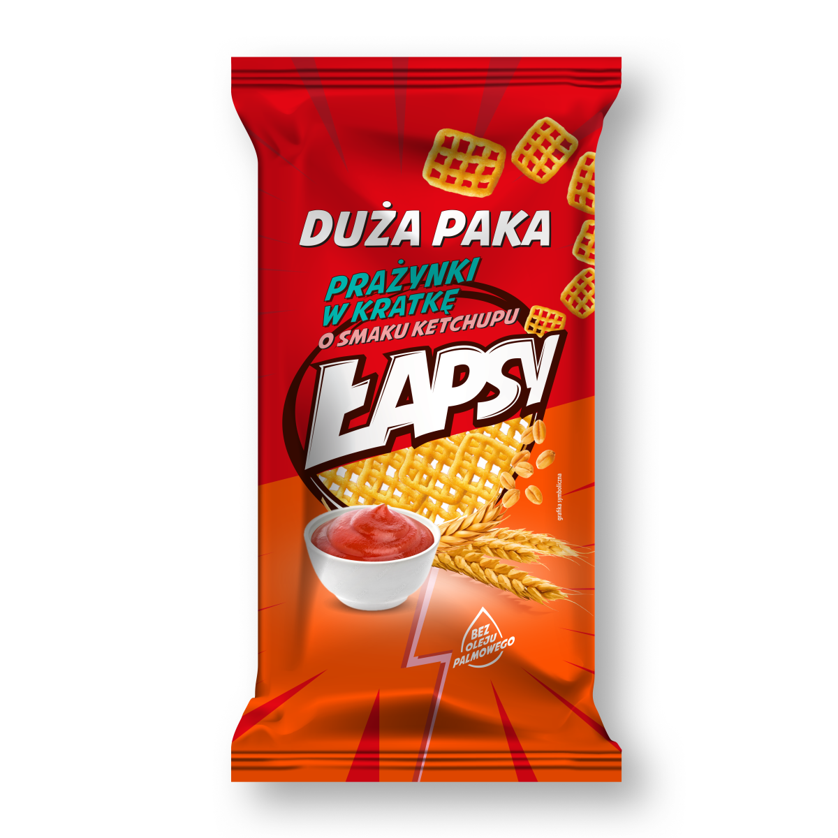 ŁAPSY Prażynki w kratkę o smaku ketchupu 110g