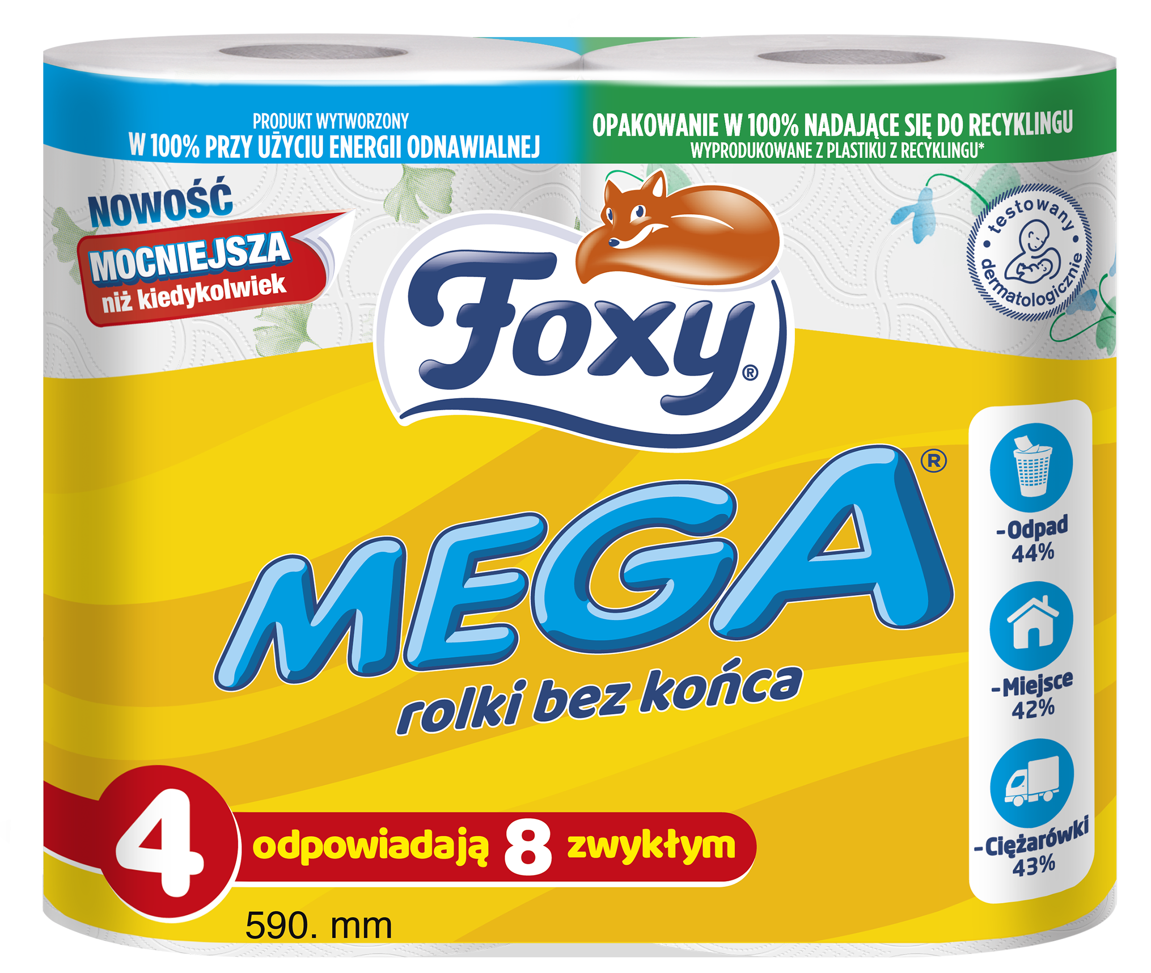 Papier toaletowy Foxy Mega 4 rolki, 3 warstwy