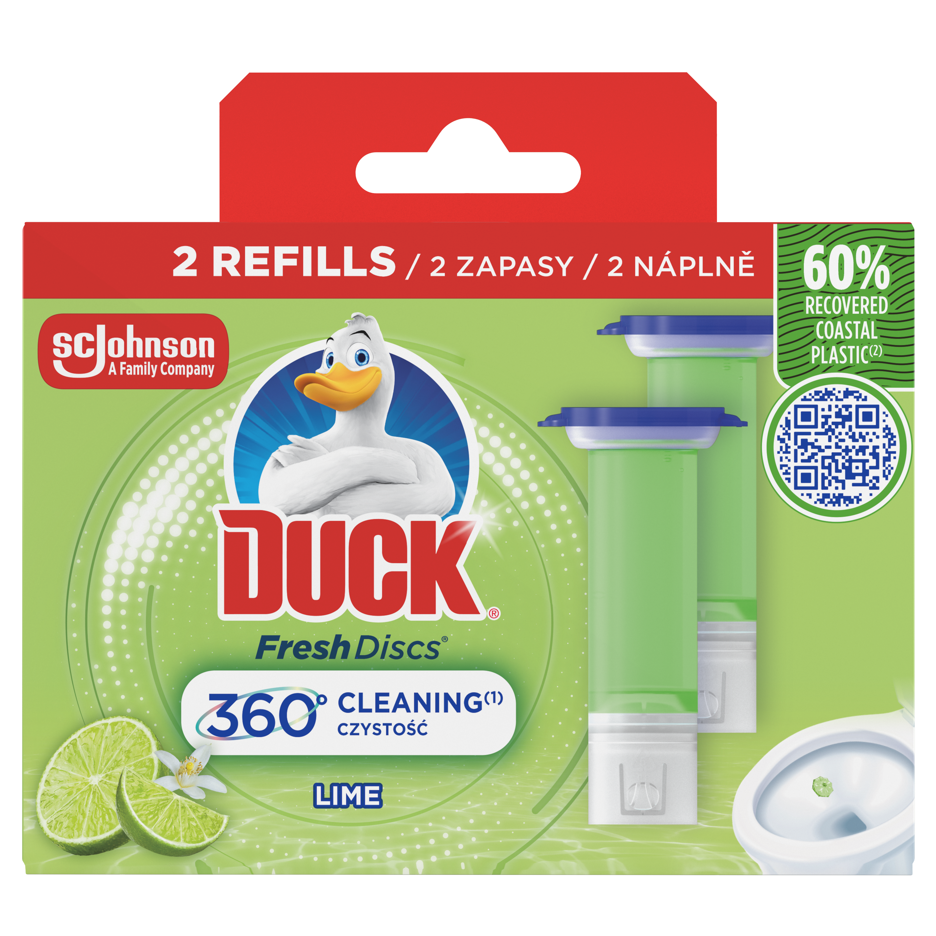 Duck® Fresh Discs® Lime - podwójny zapas do toalety o zapachu limonkowym 72 ml