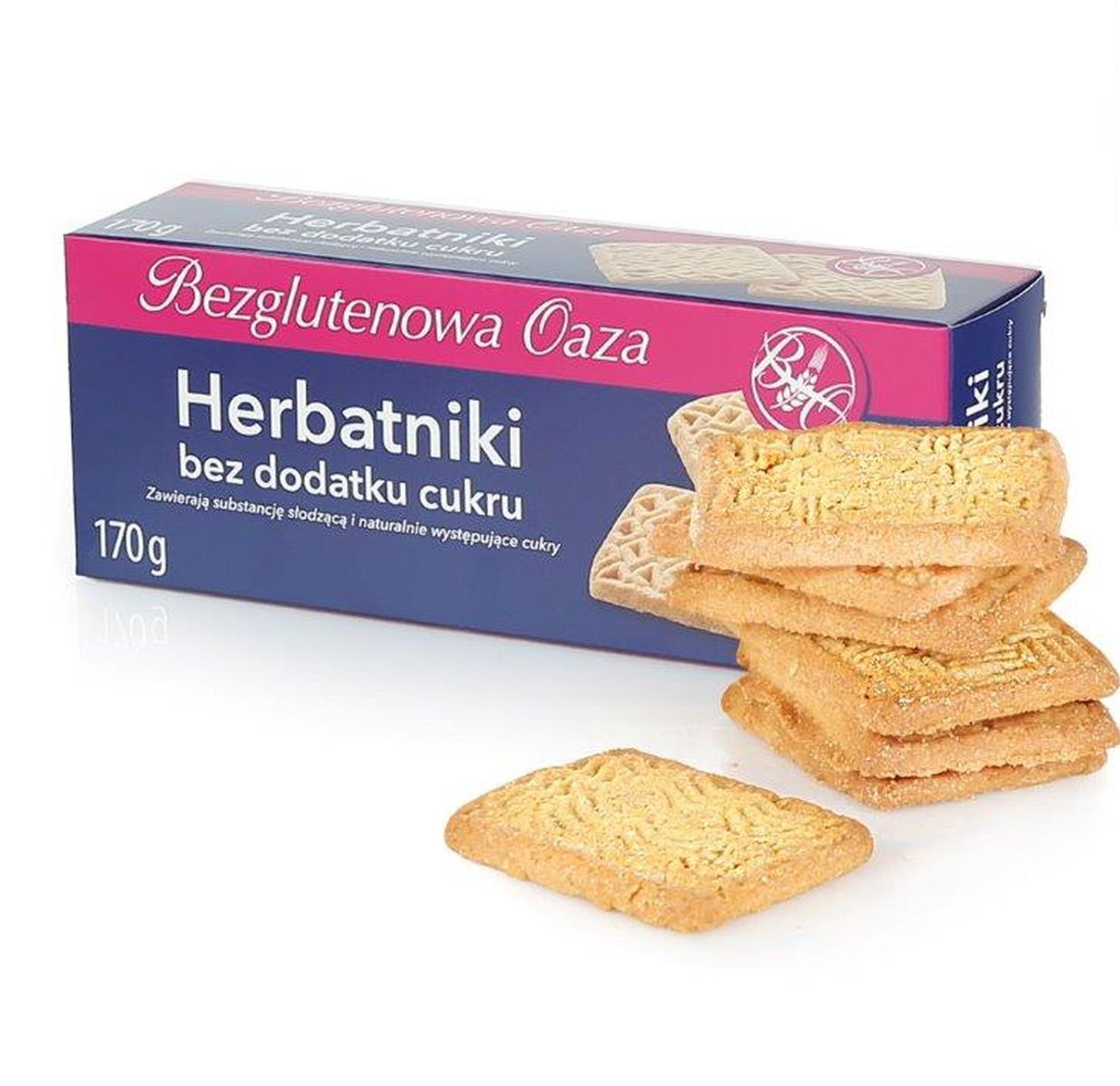 Bezglutenowa Oaza Herbatniki bez dodatków cukrów 170g. Produkt bezglutenowy