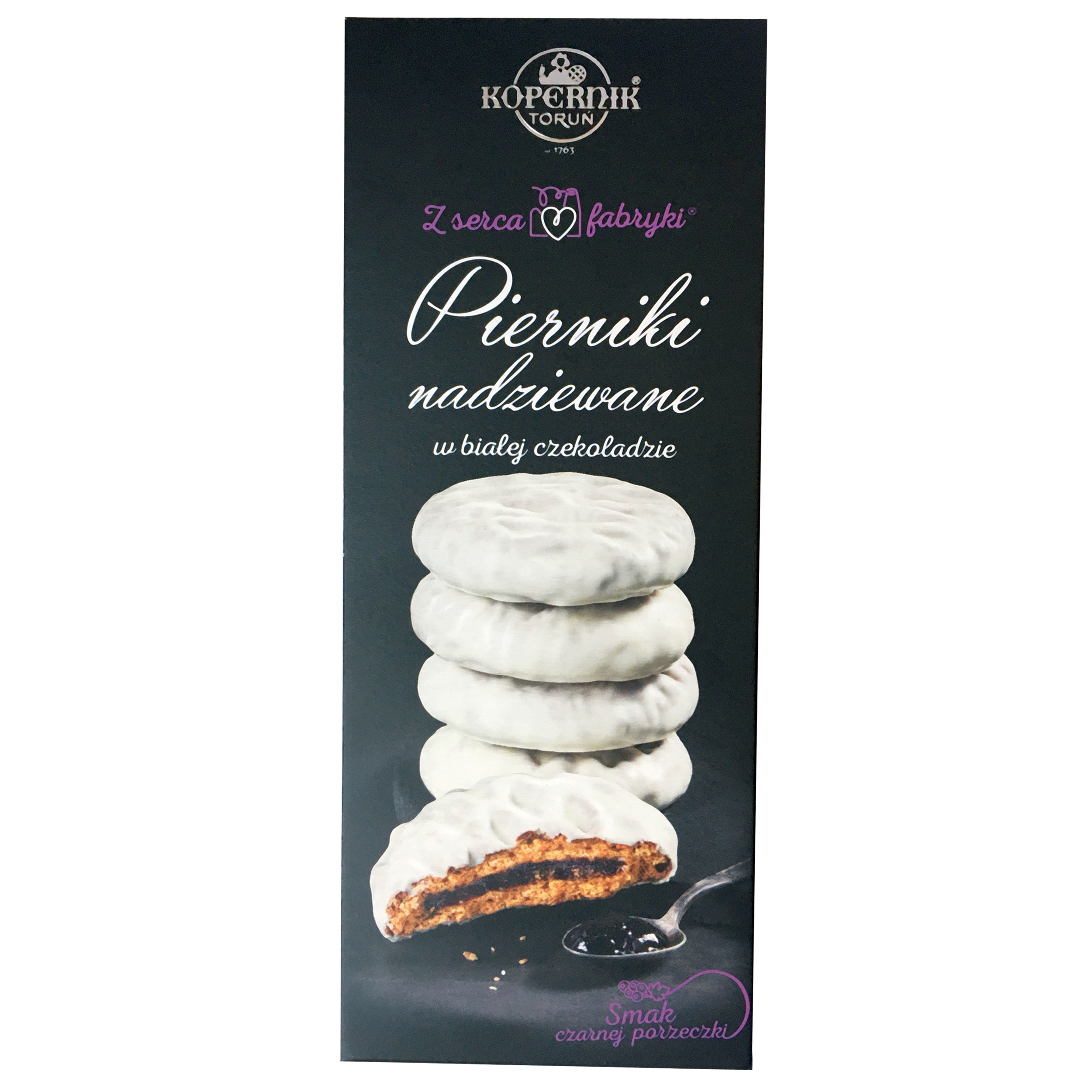 Kopernik Pierniki nadziewane w białej czekoladzie smak czarnej porzeczki 150 g